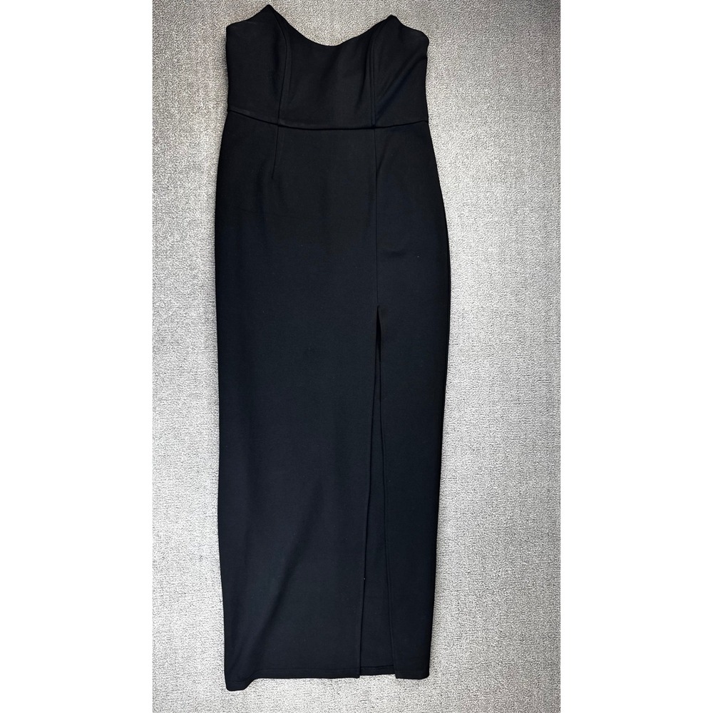 Superdown Formal Dress XL Black Strapless Front Slit Midi Sweetheart Neckline